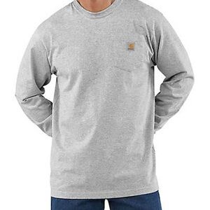 🆕Carhartt Loose Fit Heavy Weight Long Sleeve Pocket T-Shirt Size Small Gray